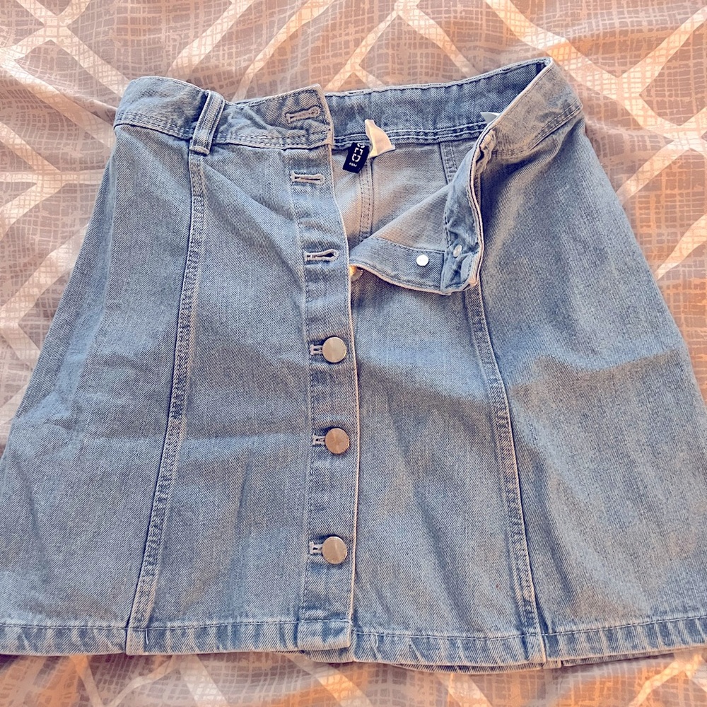Denim button down short skirt